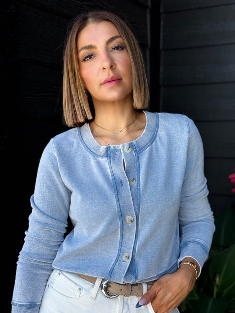 Daily Knit Denim Cardigan Ocean Air Indigo