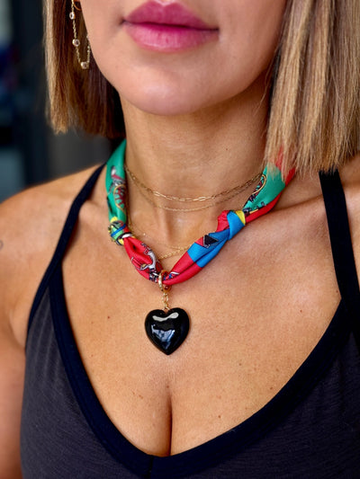 Black Heart Scarf Necklace - theClothesRak