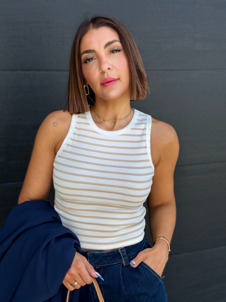 Doris Tank (Khaki Stripe) - theClothesRak