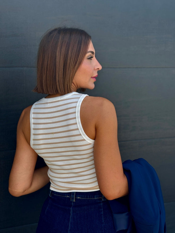 Doris Tank (Khaki Stripe) - theClothesRak