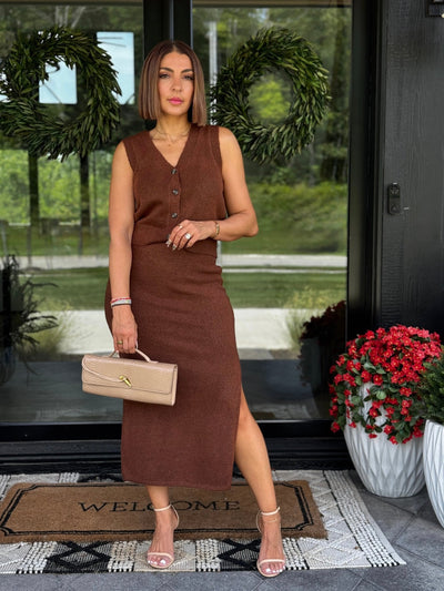 Ella Skirt Set (Chestnut) - theClothesRak