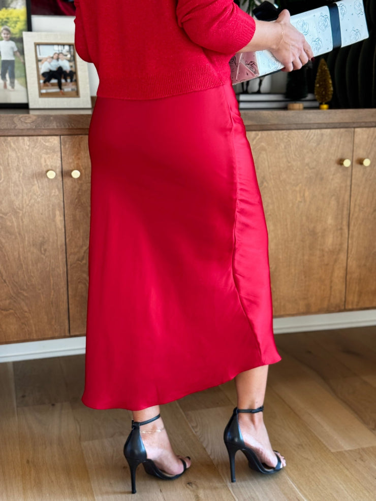 Europa Luxe Sheen Skirt (Haute Red) by Z Supply - theClothesRak