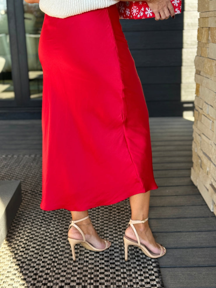Europa Luxe Sheen Skirt (Haute Red) by Z Supply - theClothesRak