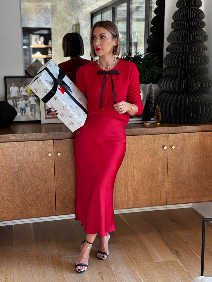 Europa Luxe Sheen Skirt (Haute Red) by Z Supply - theClothesRak
