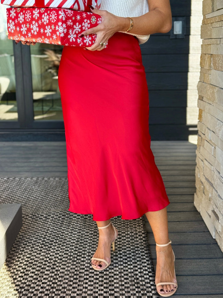 Europa Luxe Sheen Skirt (Haute Red) by Z Supply - theClothesRak