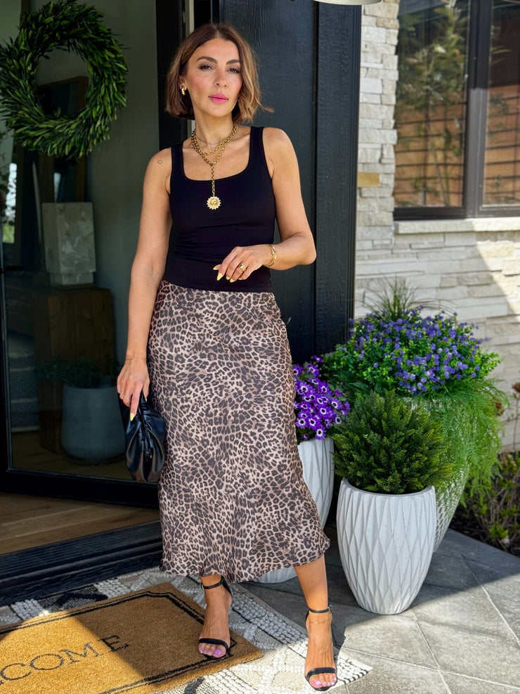 Europa Luxe Sheen Skirt (Leopard) by Z Supply - theClothesRak