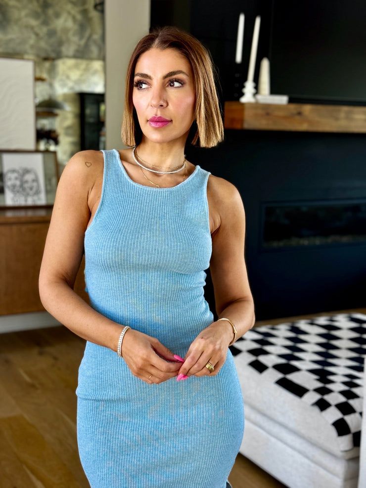 Grayson Dress (Dusty Blue) - theClothesRak
