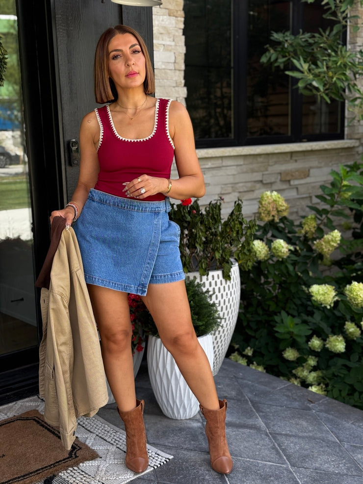 Greta Whipstitch Bodysuit (Burgundy) - theClothesRak