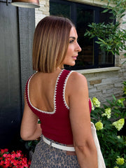 Greta Whipstitch Bodysuit (Burgundy) - theClothesRak