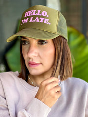 I'm Late Trucker Hat (Olive)