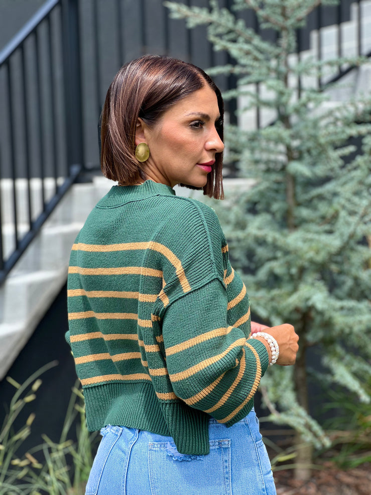Easy Street Stripe Crop Pullover by Free Pepole