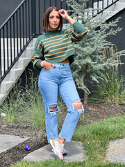 Easy Street Stripe Crop Pullover by Free Pepole