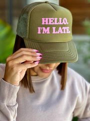 I'm Late Trucker Hat (Olive)