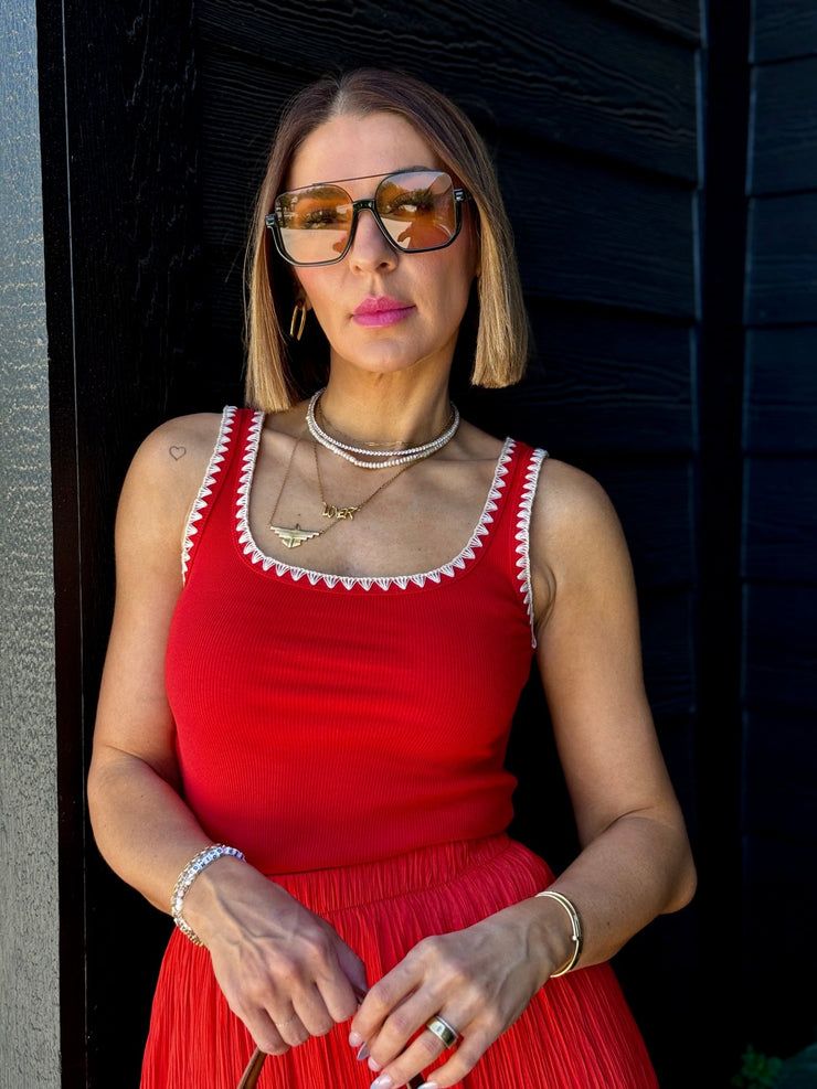 Jaidynn Whipstitch Tank (Cabana Red) by Z Supply - theClothesRak