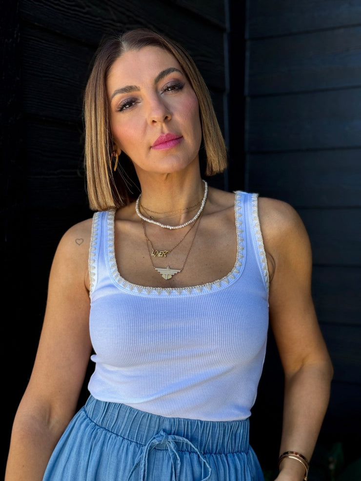 Jaidynn Whipstitch Tank (White) by Z Supply - theClothesRak