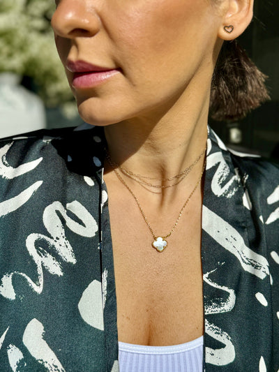 Mother Of Pearl Clover Necklace - theClothesRak