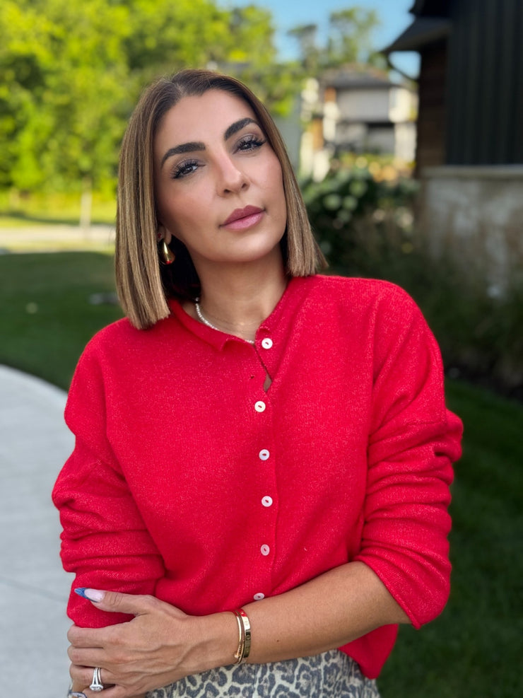 Piper Cardigan (Red) - theClothesRak