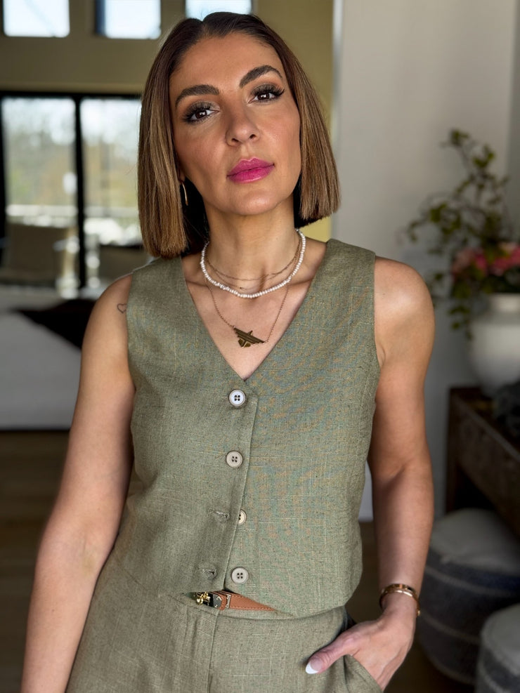 Rachelle Vest (Olive) - theClothesRak