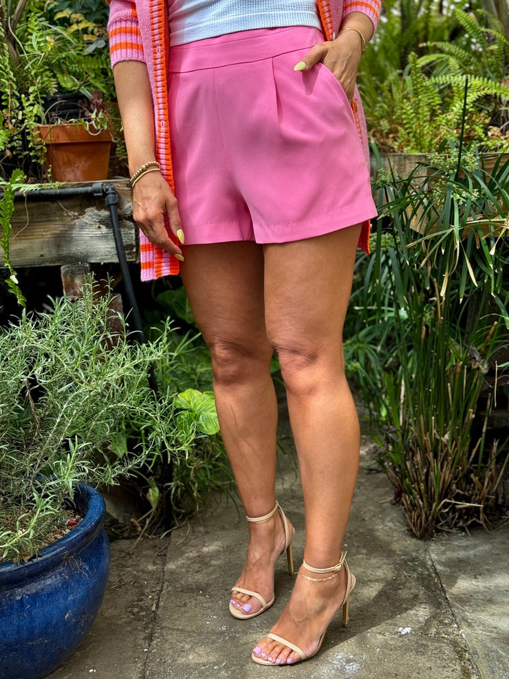 Renzo High - Waisted Shorts (Pink) by Buddy Love - theClothesRak