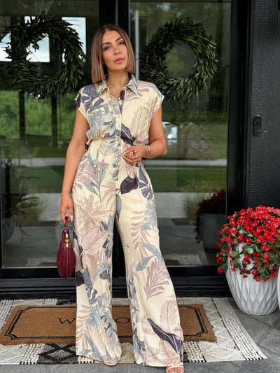 Shayla Jumpsuit (Tropical Neutral) - theClothesRak