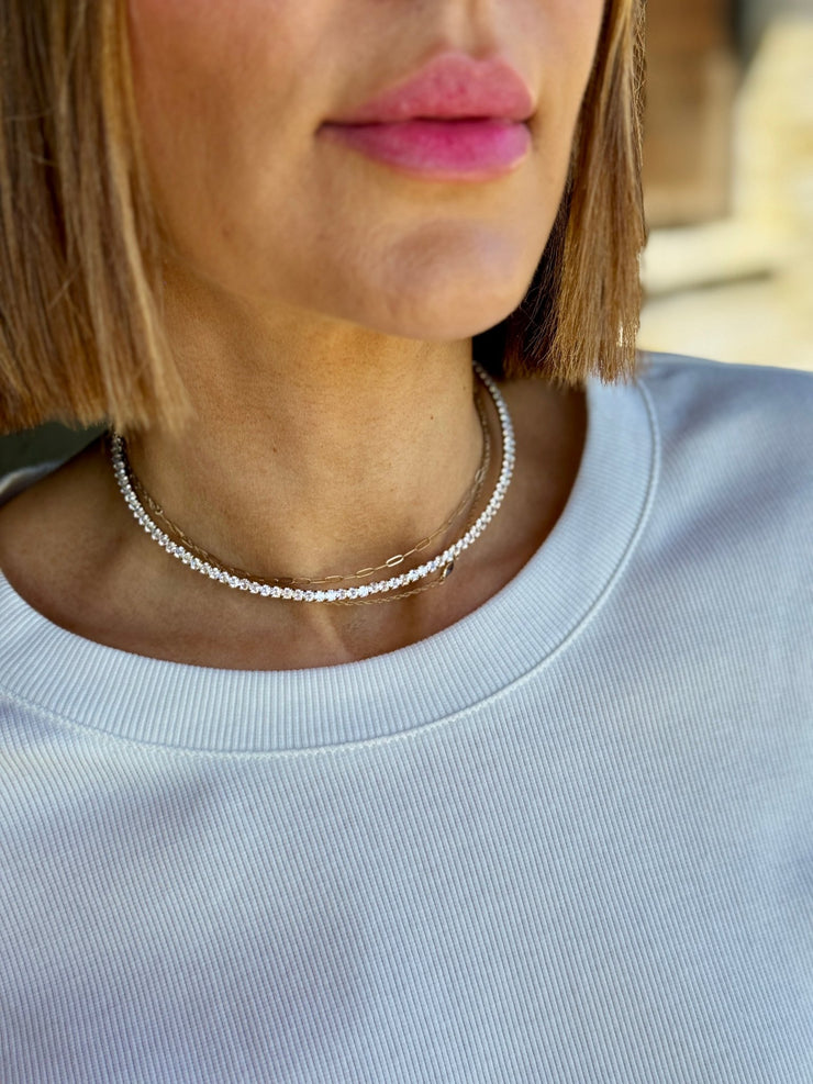Sutton Tennis Necklace (Gold) - theClothesRak