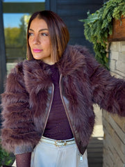 Trevi Fur Bomber Jacket - theClothesRak
