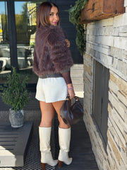 Trevi Fur Bomber Jacket - theClothesRak