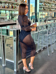 Commando Chic Mesh Long Sleeve Dress - theClothesRak