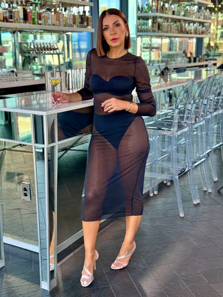 Commando Chic Mesh Long Sleeve Dress - theClothesRak