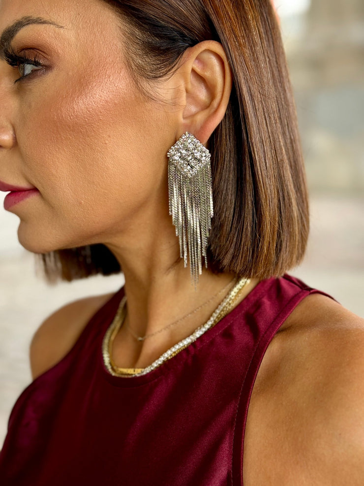 Diamond Fringe Drop Earrings - theClothesRak