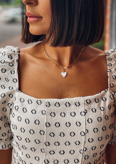 Enamel Heart Necklace (White) - theClothesRak