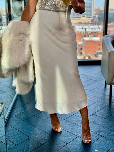 Europa Luxe Sheen Skirt (Sandstone) by Z Supply - theClothesRak
