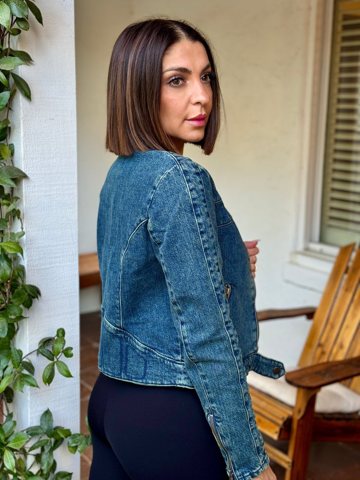 Fast Lane Denim Moto Jacket by Free People - theClothesRak