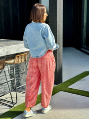 High Road Pull-On Barrel Pant by Free People (Mandarin Red) - theClothesRak