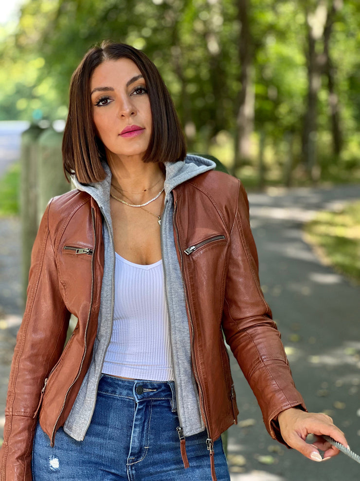 Nola Leather Jacket (Cognac)