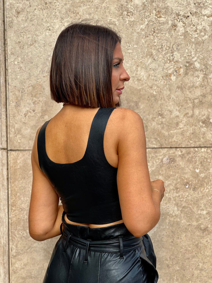 Commando Faux Leather Crop Top in Black