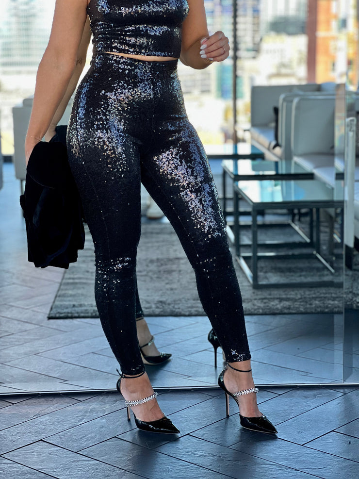 Black sequin online leggings