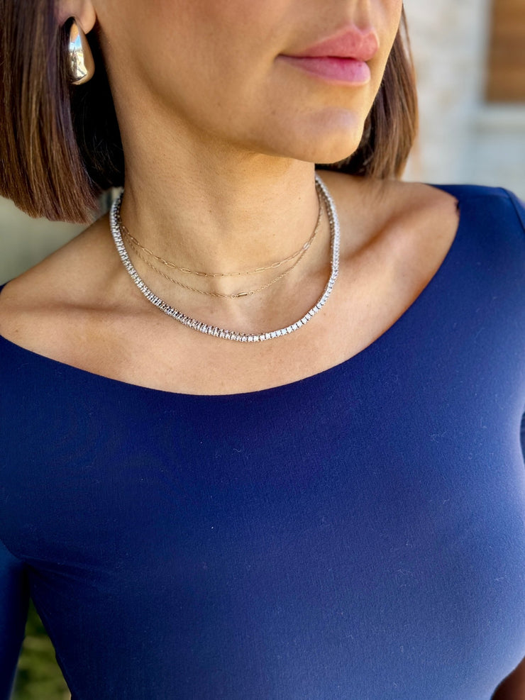 Karla Tennis Necklace (Silver) - theClothesRak