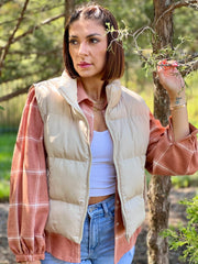 Kelly Puffer Vest (Sand) - theClothesRak