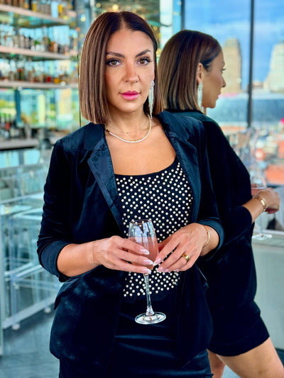 Riva Velvet Blazer (Black) - theClothesRak