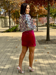 Riva Velvet Mini Skirt (Magenta) - theClothesRak