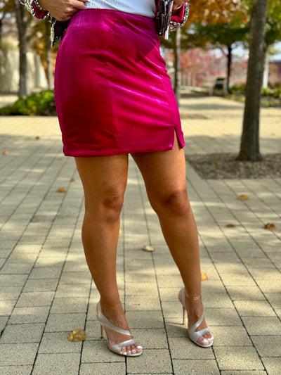 Riva Velvet Mini Skirt (Magenta) - theClothesRak