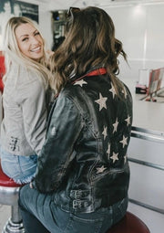 Star Spangled Leather Jacket (Black) - theClothesRak