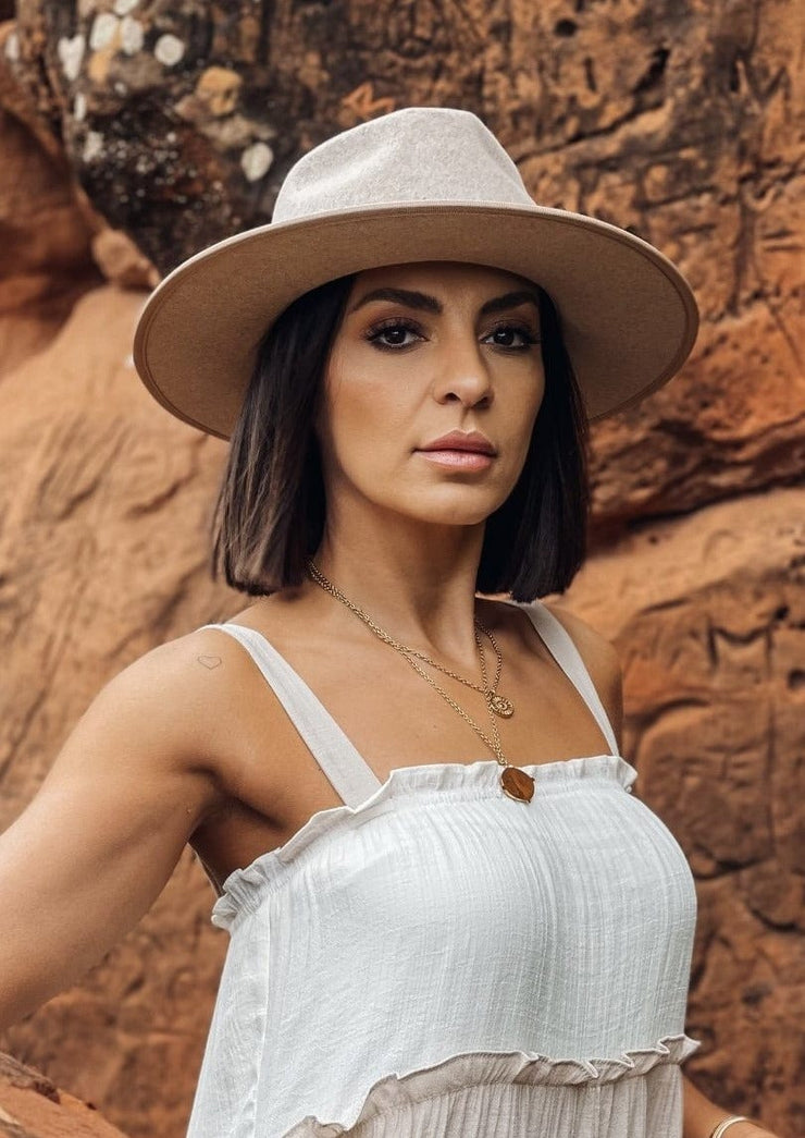 Wide Brim Fedora (Oatmeal) - theClothesRak