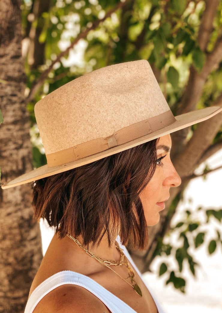 Wide Brim Fedora (Oatmeal) - theClothesRak